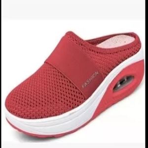 Fashion Red Slip On Sneakers size 8 & 1/2 Brand New